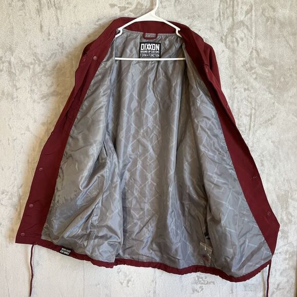 Dixxon Mens Sz L Ground Up Customs Windbreaker Jacket Maroon Snap Front Workwear - Picture 5 of 12
